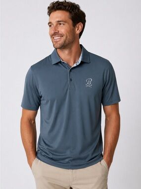 Barstool Golf Blue Performance Polo Shirt NWT Logo Stretch Athletic Men Medium